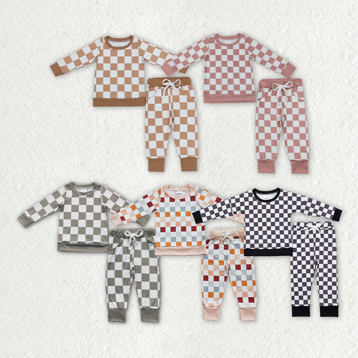 RTS NO MOQ Children's plaid long-sleeved suit