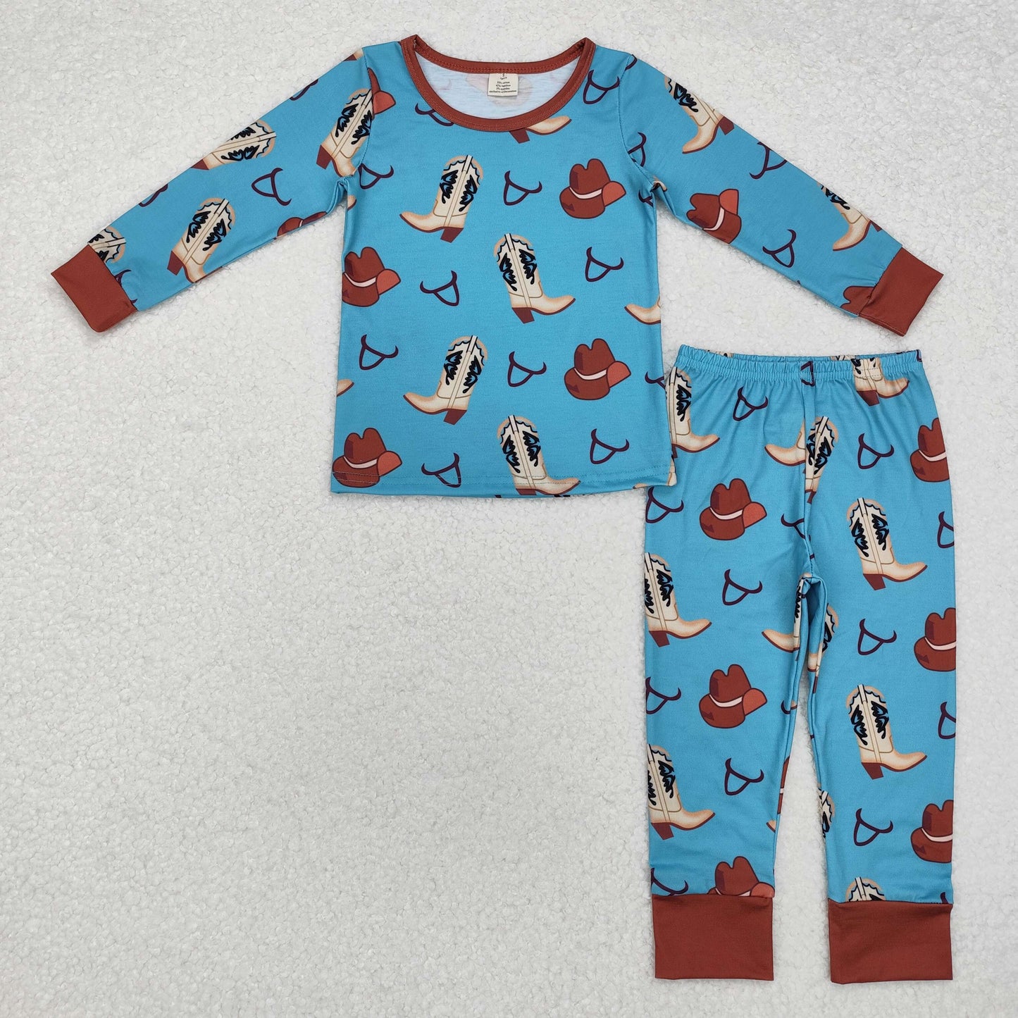 BAMBOO RTS NO MOQ ETA 5/7days arrived BLP0872 Modal boots cowboy hat blue brown long-sleeved trousers pajama set