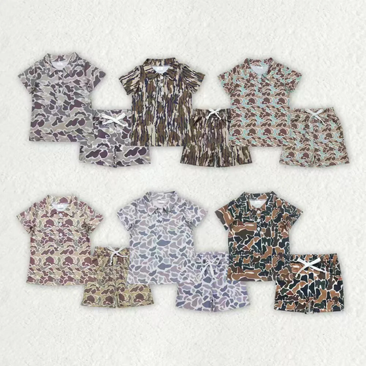 RTS NO MOQ Sibling Baby boy clothes camouflage short-sleeved shorts sets