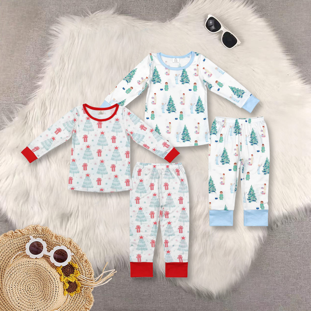 RTS NO MOQ baby boy clothes bamboo Christmas long sleeve Rompers Clothes Sets