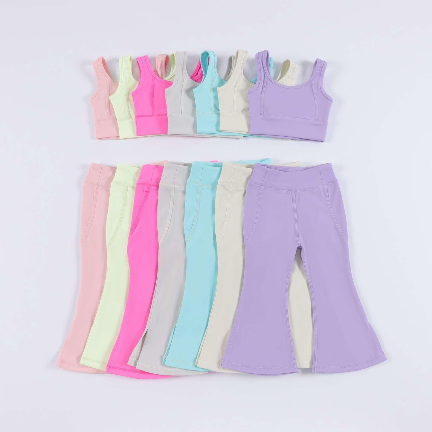 no moq PRE-ORDER baby girl clothes yoga sleeveless pants set-2025.2.20