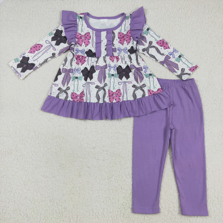 RTS NO MOQ Sibling baby girl clothes Halloween bow long sleeve pants Sets