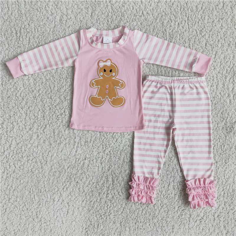 RTS NO MOQ 6 A18-15 6 A12-20 6 B8-23 6 A7-26 Embroidered Biscuit Bear Polka Dot & Stripe Long Sleeve Set