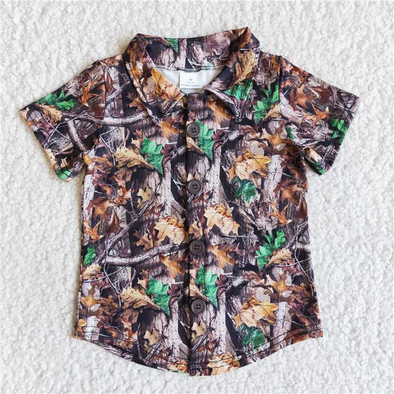 RTS NO MOQ Camouflage Series Boys Short Sleeve Tops Hot Sale