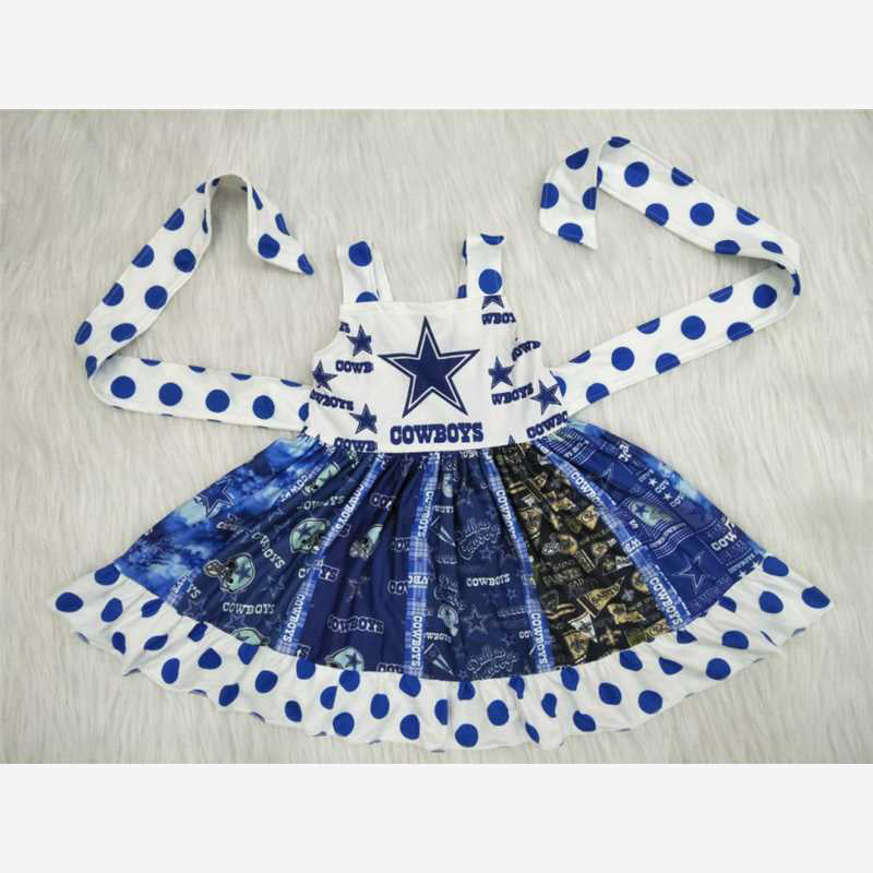 A12-21cowboy star polka dot blue skirt