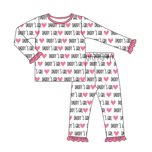 Custom moq 3 eta 7/8week moq 5 eta /4/5week Pink Letter Heart Pleated Cuff Long Sleeve Suit