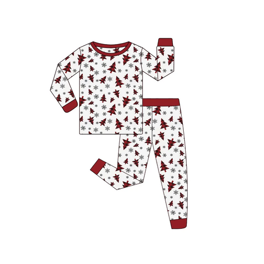 Custom moq 3 eta 7/8week moq 5 eta /4/5week Red Christmas Tree & Snowflake Long Set