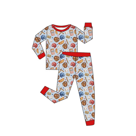Custom moq 3 eta 7/8week moq 5 eta /4/5week Red Bread and Chips Long Sleeve Pants Suit