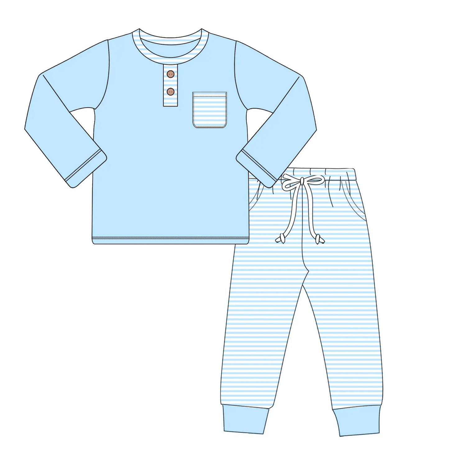 Custom moq 3 MIX SIZE eta 7/8week moq 5 eta /4/5week Little Doll Collar & Button Stripe Long Sleeve Mixed Suit