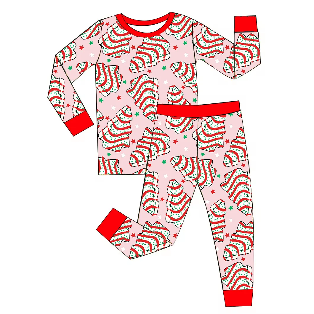 Custom moq 3 eta 7/8week moq 5 eta /4/5week Red striped polka dot Christmas tree pattern aqua red long-sleeved suit