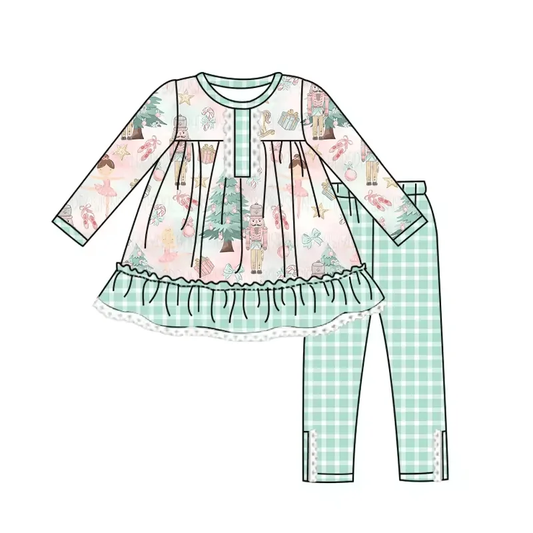 Custom moq 3 eta 7/8week moq 5 eta /4/5week Ballet Girl - Puppet Guard Pattern Pink Green Blend Long Sleeve Suit