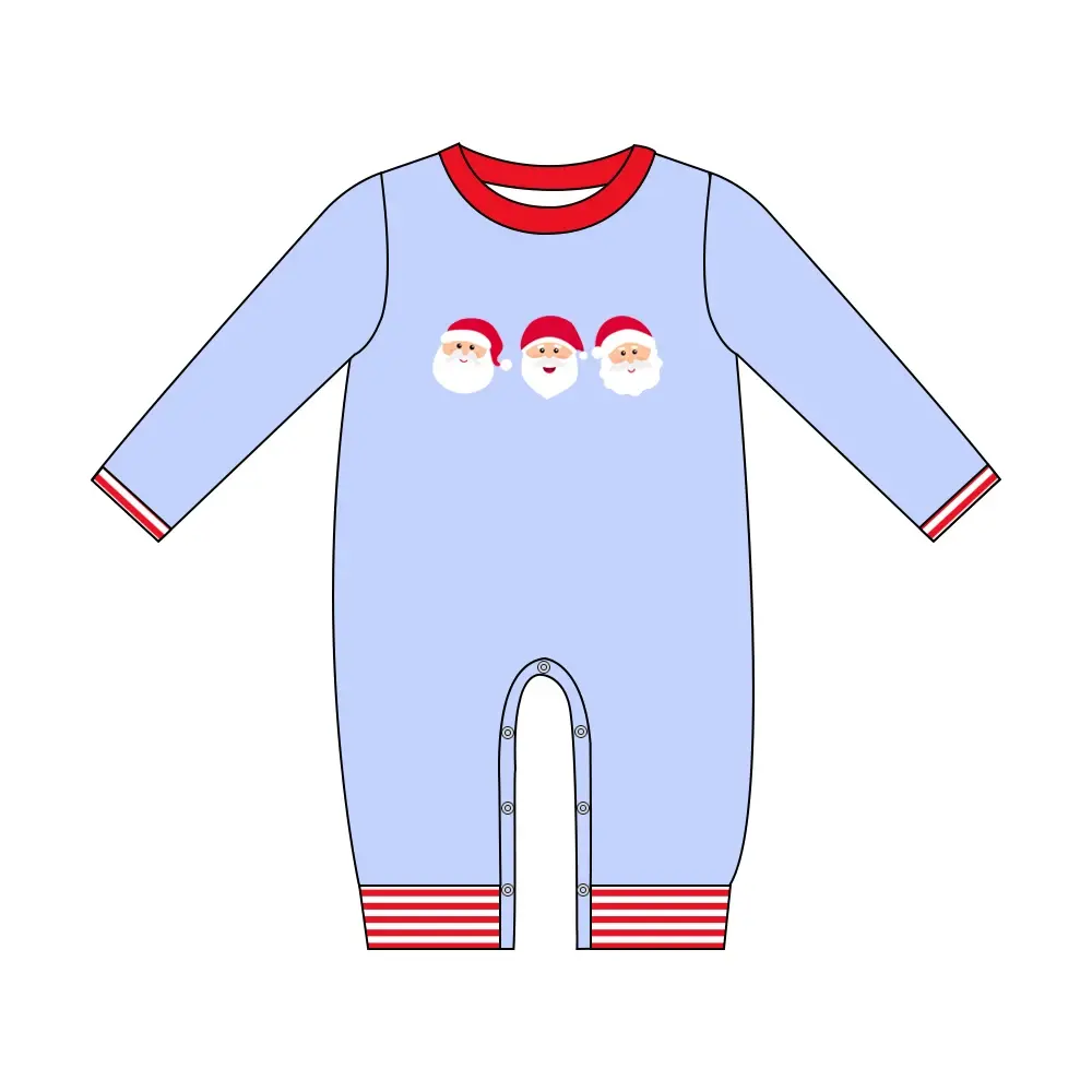 Custom moq 3 eta 7/8week moq 5 eta /4/5week Light purple Santa Claus long romper