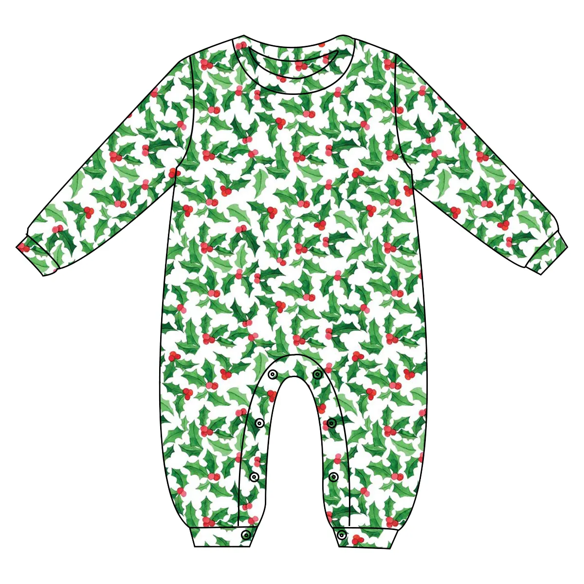 Custom moq 3 eta 6-8 weeks Green Christmas Bow Tie Long Sleeve Romper