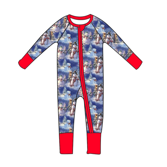 Custom moq 3 eta 7/8week moq 5 eta /4/5week Tie-Dye Blue Yeti Long Zip-Up Romper