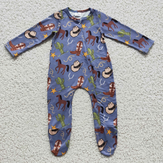LR0230 baby romper long sleeve long pants boys romper milk silk cartoon print