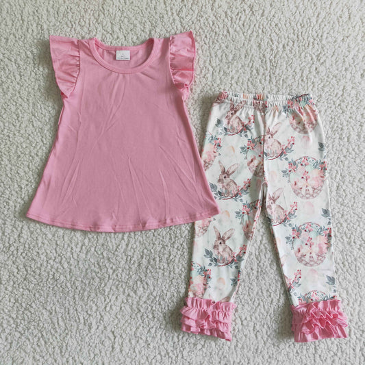 pink cotton top with easter pants