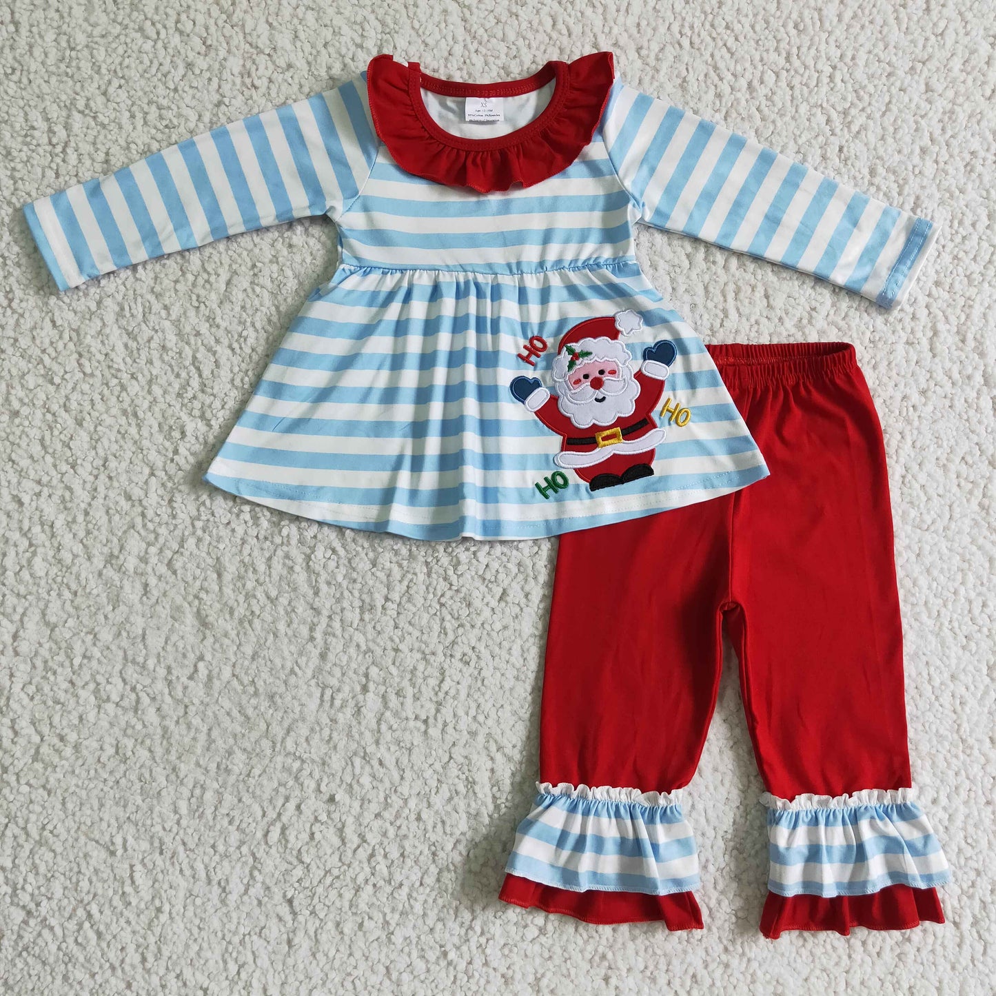 GLP0175 Kids Clothing Girls Christmas Long Sleeve Top With Pants Santa Claus