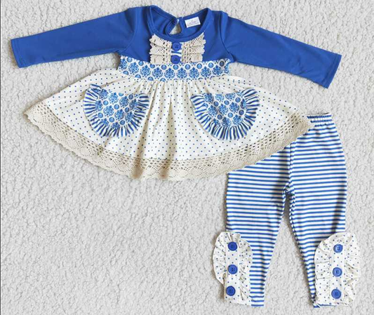 6A3-1 girls clothing cartoon print long sleeve long pants baby clothing  milk silk