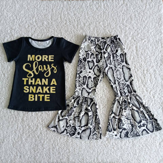 B3-24 Kids Clothing Girls Short Sleeve Top And Long Pants Letter Print