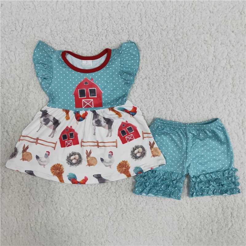 Girls Farm Red House Polka Dot Shorts Set