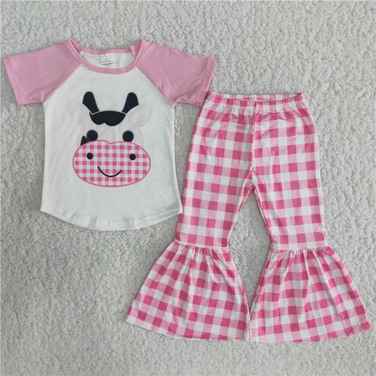 B9-11 Little Dairy Cow Pink Pants Set