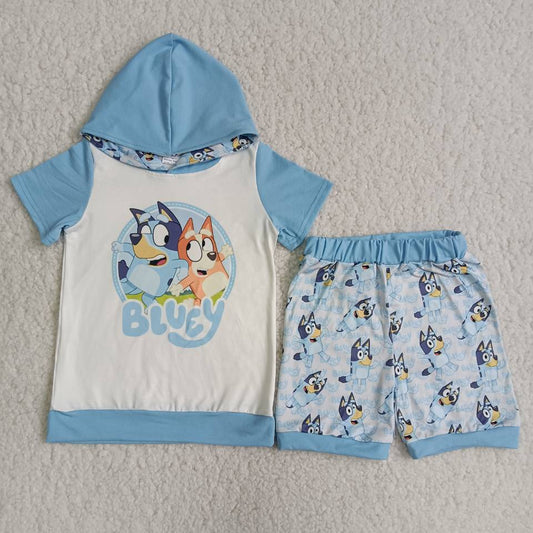 C1-2 cartoon hooded short-sleeve shorts