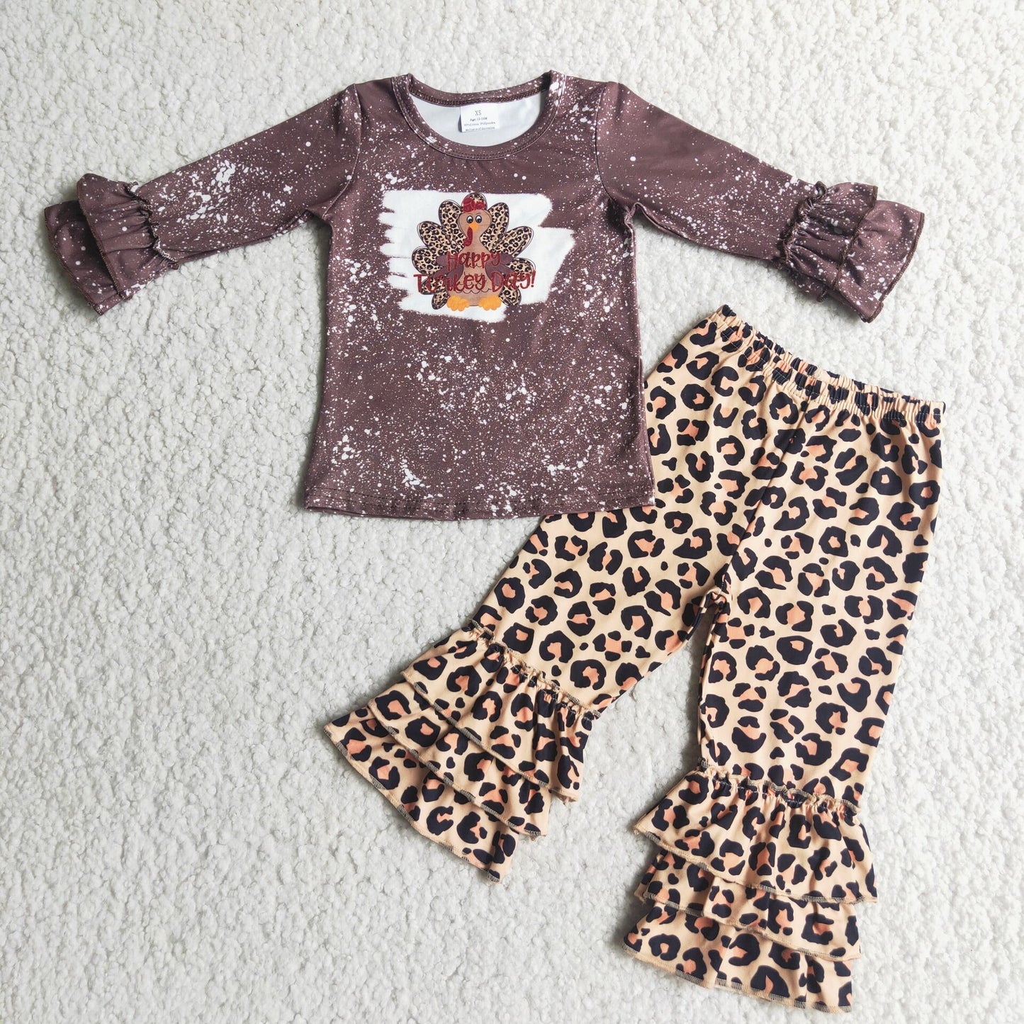 Thanksgiving turkey print leopard pants set