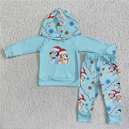 blue Christmas hooded boys outfits