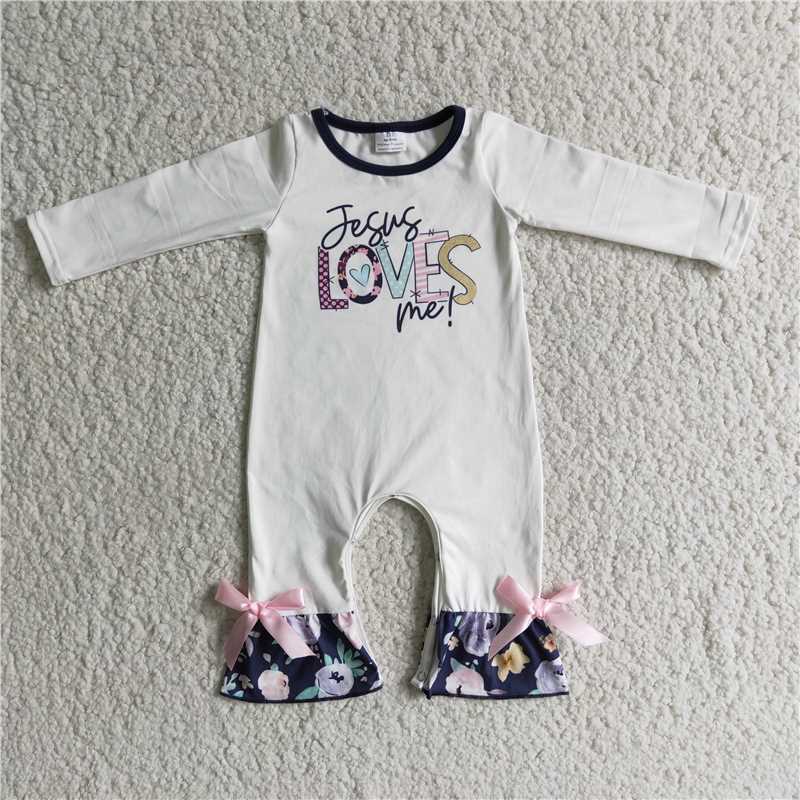 Easter romper loves me letter print