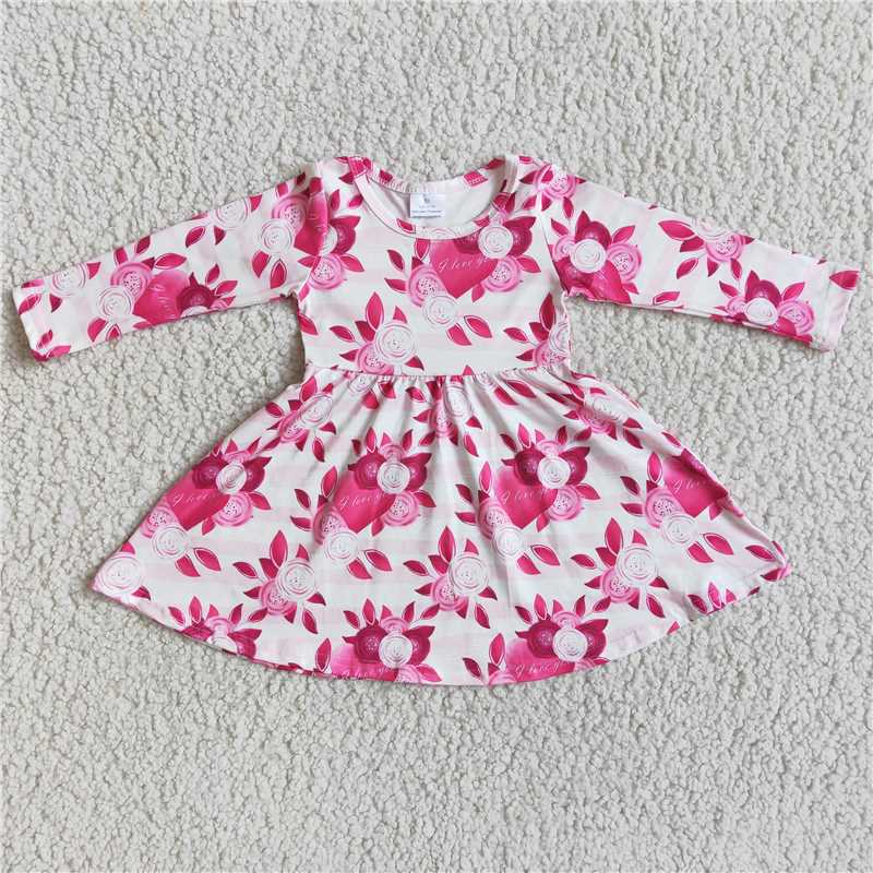 Valentine's Day Flower Long Sleeve Dress