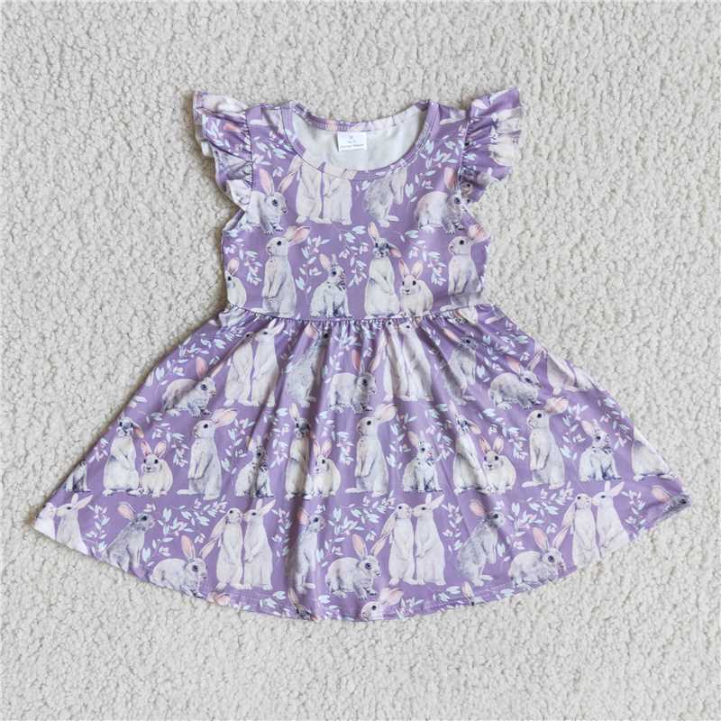 Easter Bunny Purple Flying Sleeve Dress