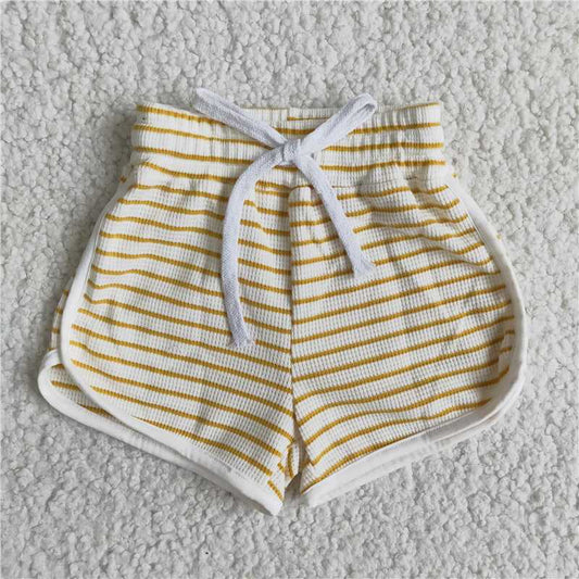 Yellow Lace-Up Striped Shorts