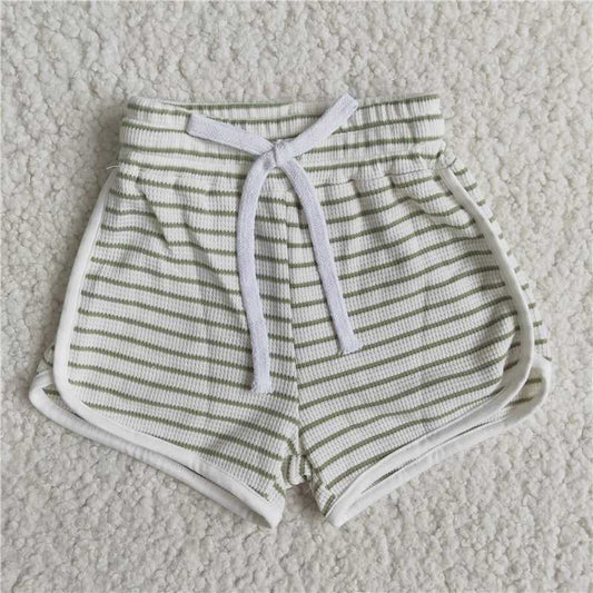 Cyan Lace-Up Striped Shorts