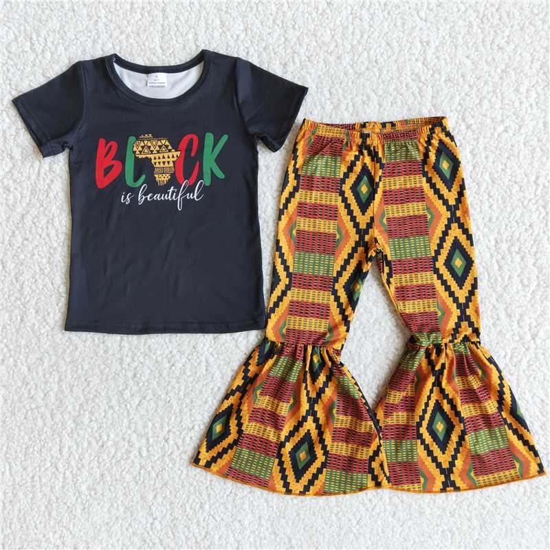 B7-16 BLACK black short-sleeved rhombus trumpet suit African America Black people