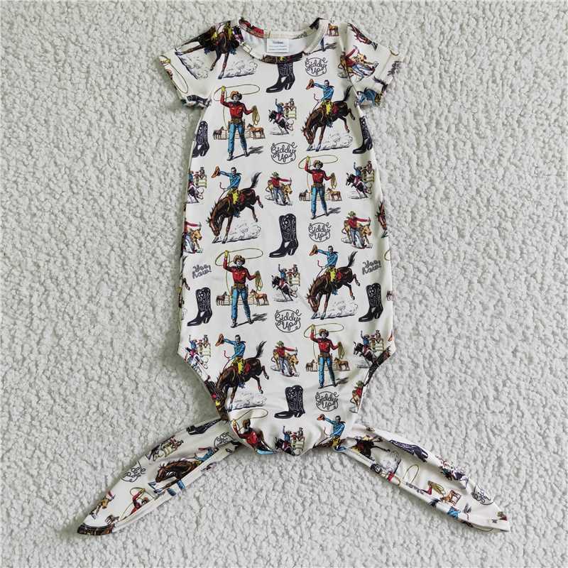 NB0005 baby nightgown long sleeve milk silk horse print