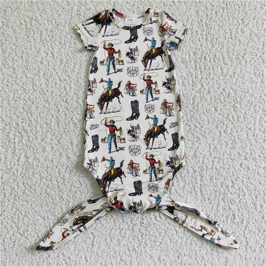 NB0005 baby nightgown long sleeve milk silk horse print