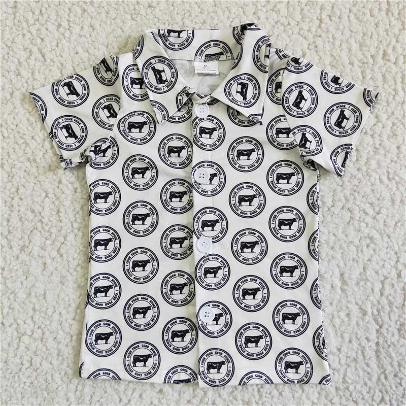 BT0016 Boys Cow Print Shirt Top