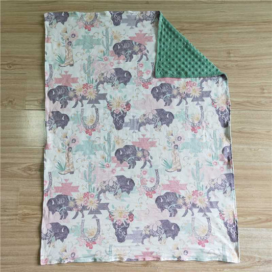 BL0007 Baby cactus cow flower blanket