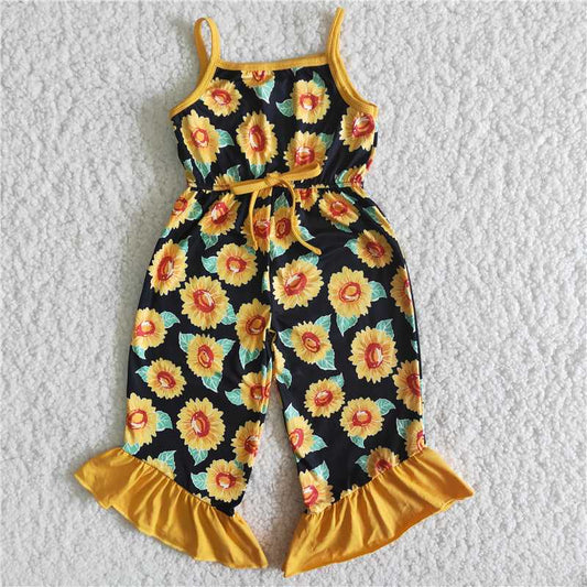 yellow flowers pattern girl's romper