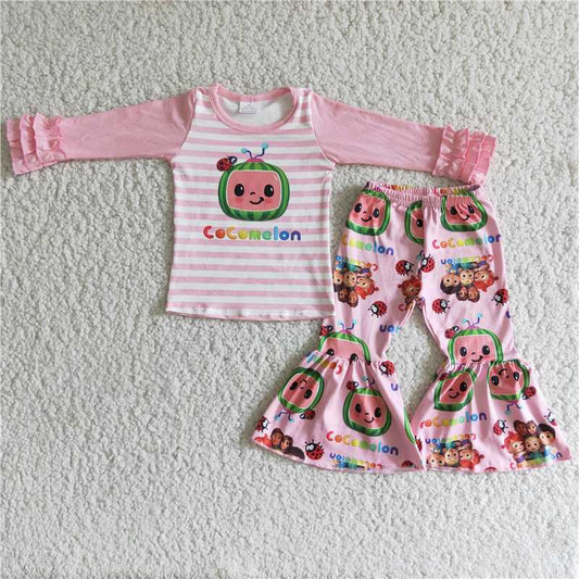 RTS NO MOQ ETA 5/7days Arrived 6 B11-23 girls outfit long sleeve and long pants cartoon print