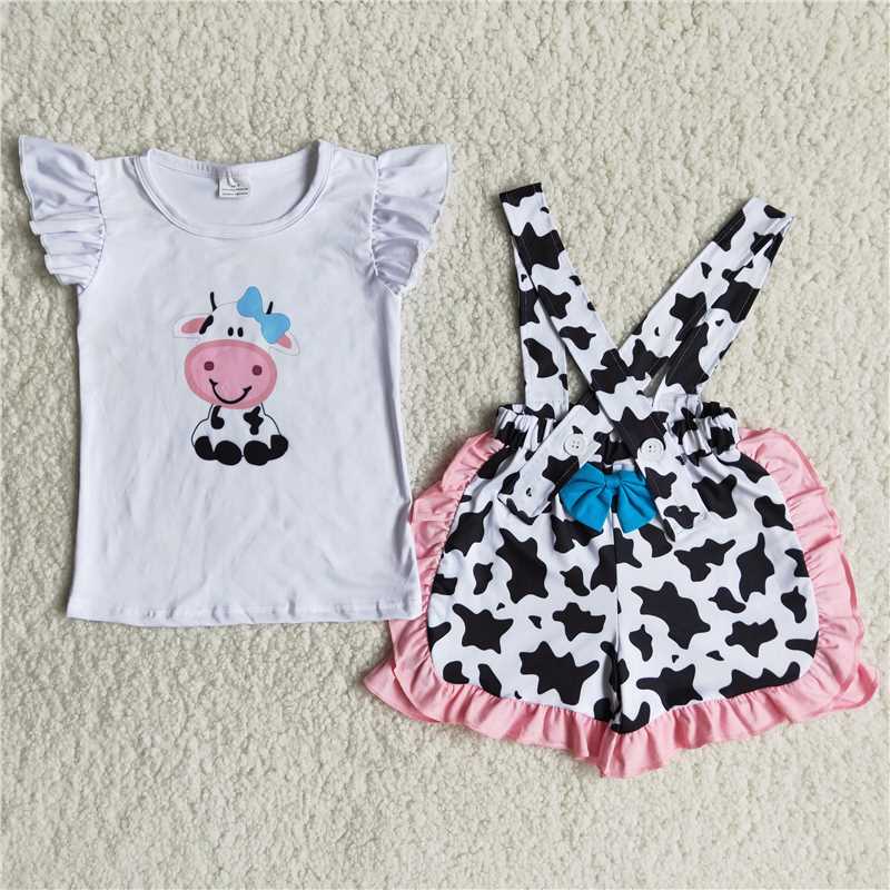 cows print cow spot overalls 2 pcs suits