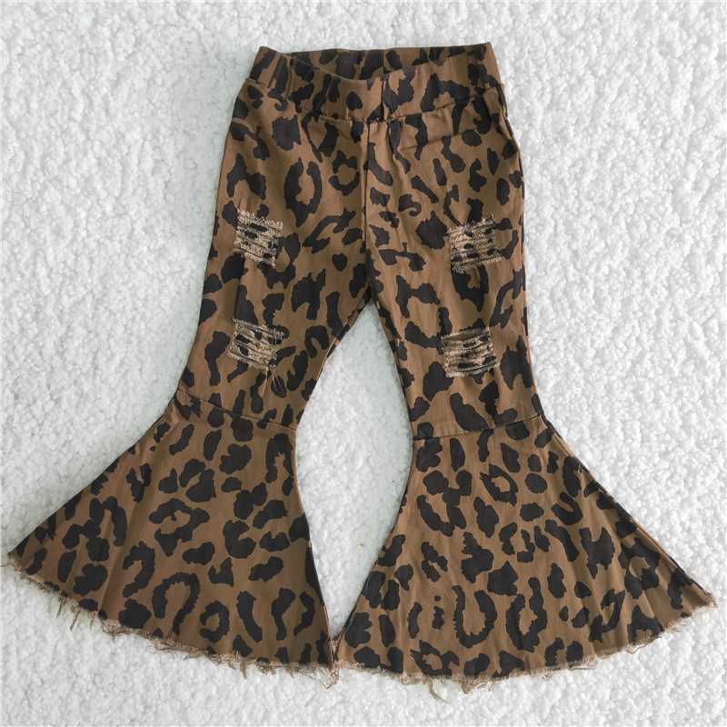 B6-10  Hole Leopard Bell  Jeans