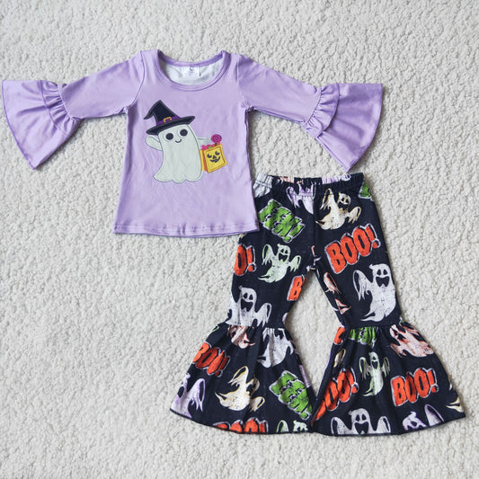 Halloween boo ghost bell bottoms set