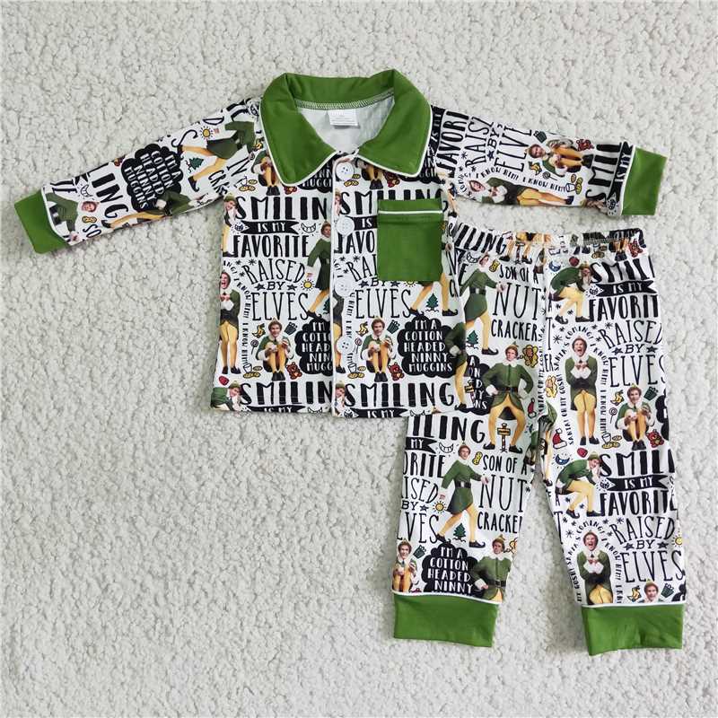 6 B12-27 Kids Clothing Boys Long Sleeve Top And Long Pants Pajamas Cartoon Print