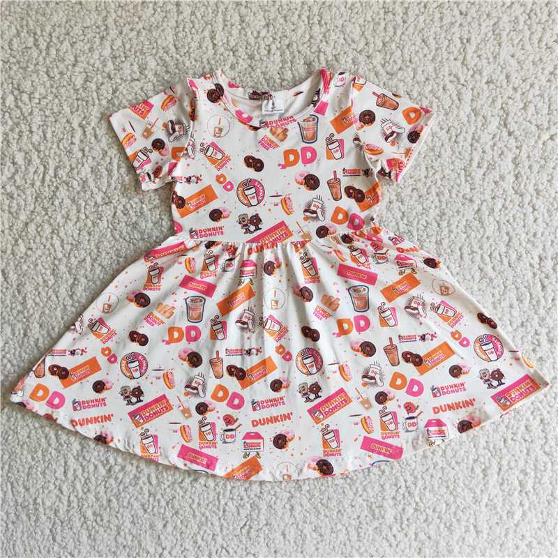 short sleeve orange dress DD print