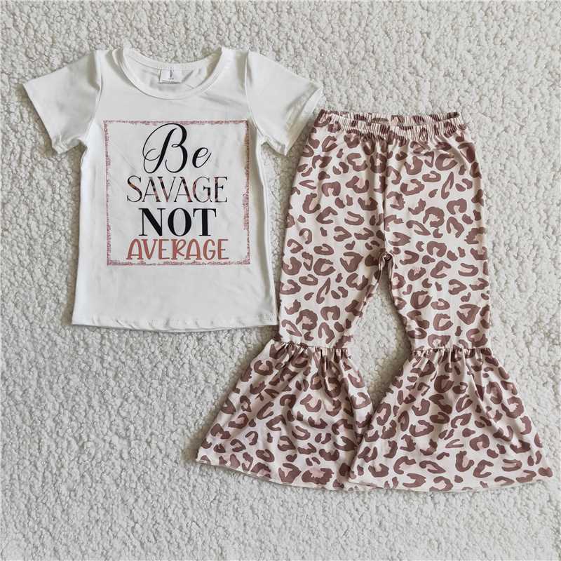 D8-16 girls outfit short sleeve and long pants Leopard print