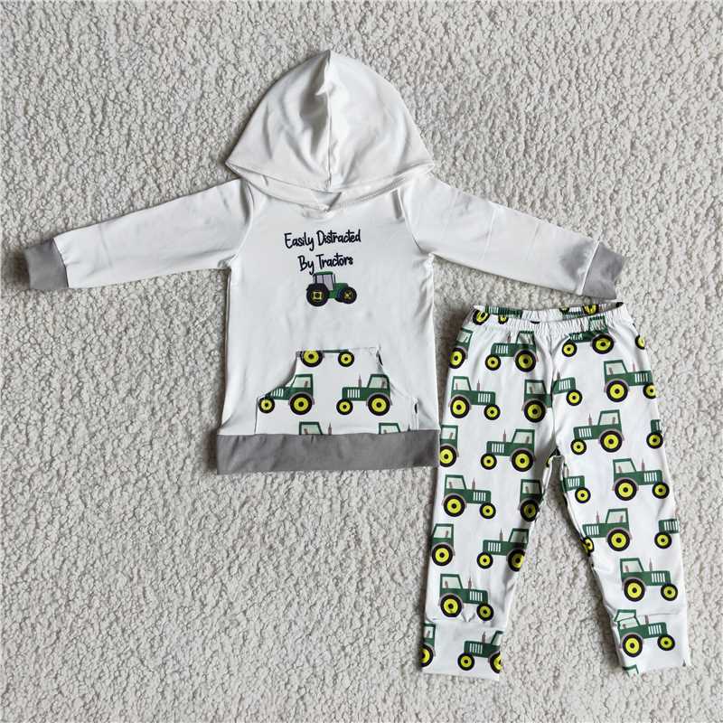 truck hoodie set boy set with pocket