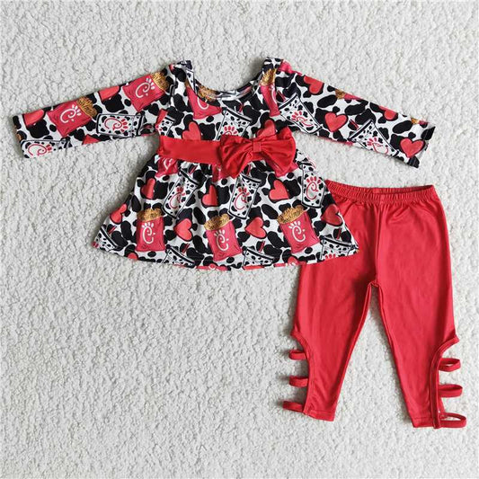 Valentine day clothes red love chips pattern