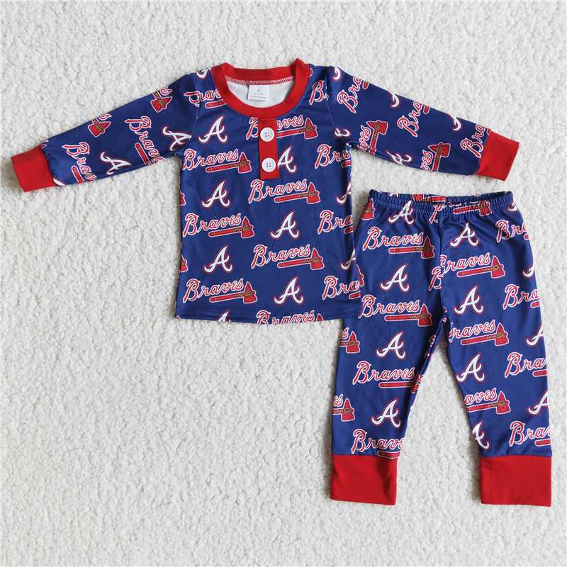 6 A29-19 Boys Alphabet Blue Pajama Set