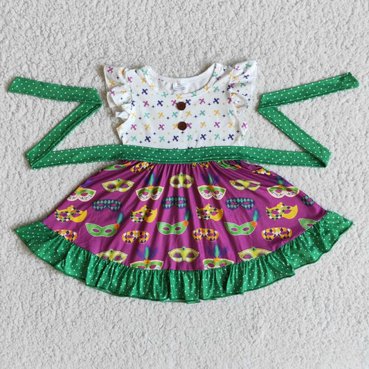 mardi gras masks flying sleeves girl dress